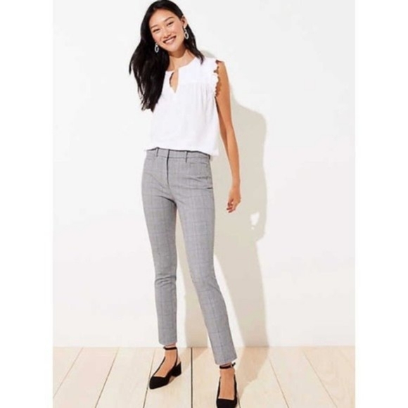 Loft High Waist Skinny Plaid Pant Sz 10 - Picture 5 of 5